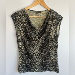 Chic Leopard Print Cowl Neck Top